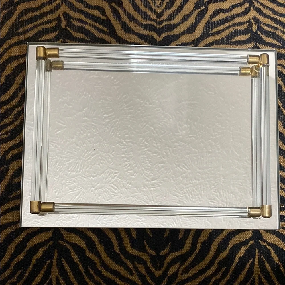 Vintage Mirrored Lucite Border Tray!